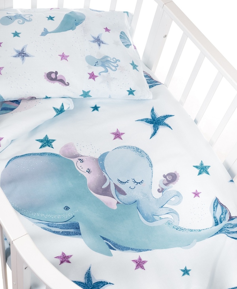 Пододеяльник Lemony kids Whale 110х140 Голубой с рис. - фото 2