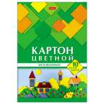 Картон цветной Hatber Геометрия цвета Домики А4 10л в ассортименте 68646