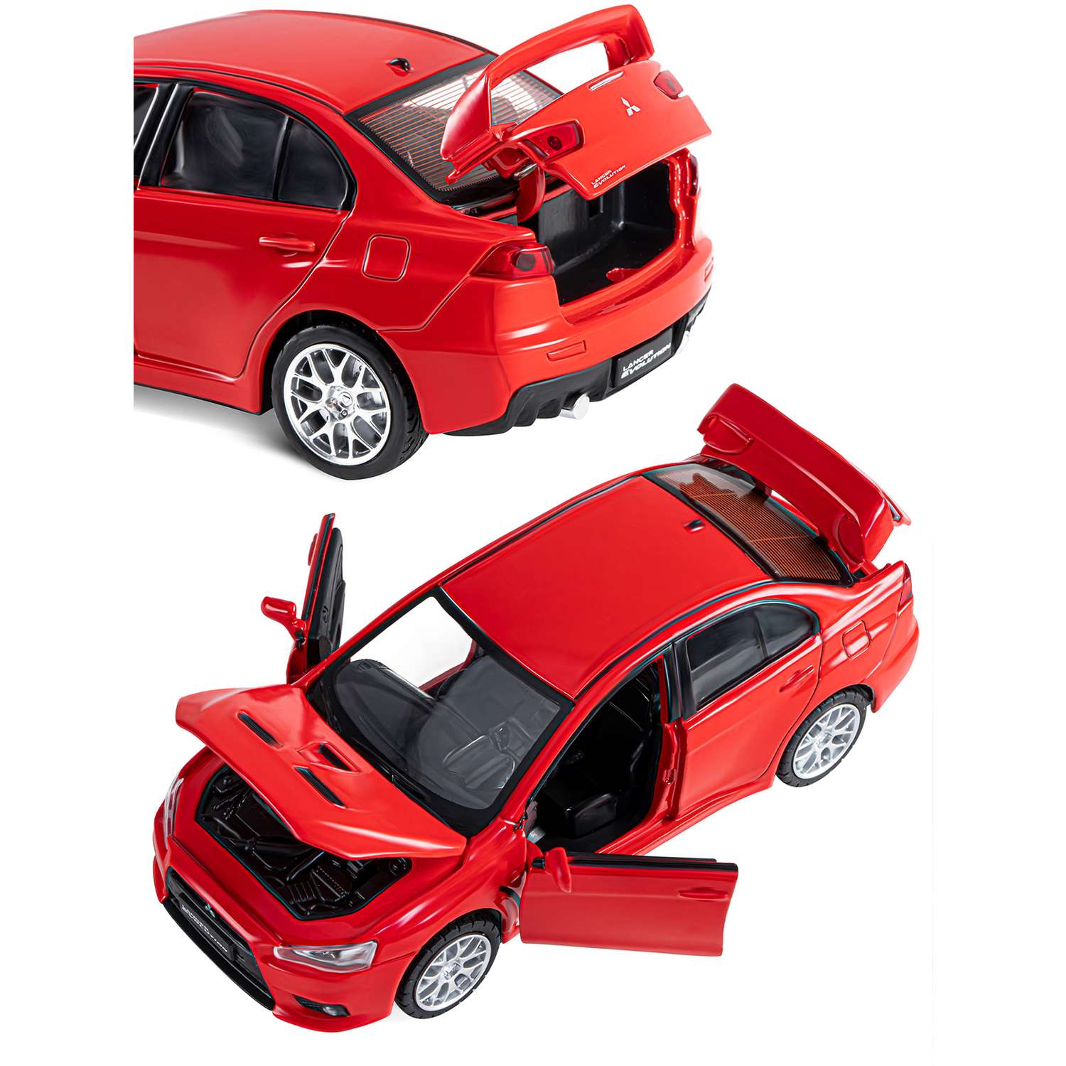 Машинка металлическая АВТОпанорама игрушка детская Mitsubishi Lancer Evolution 1:32 красный JB1251331 - фото 8