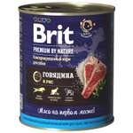 Корм для собак Brit 850г Premium by Nature с говядиной и рисом консервированный