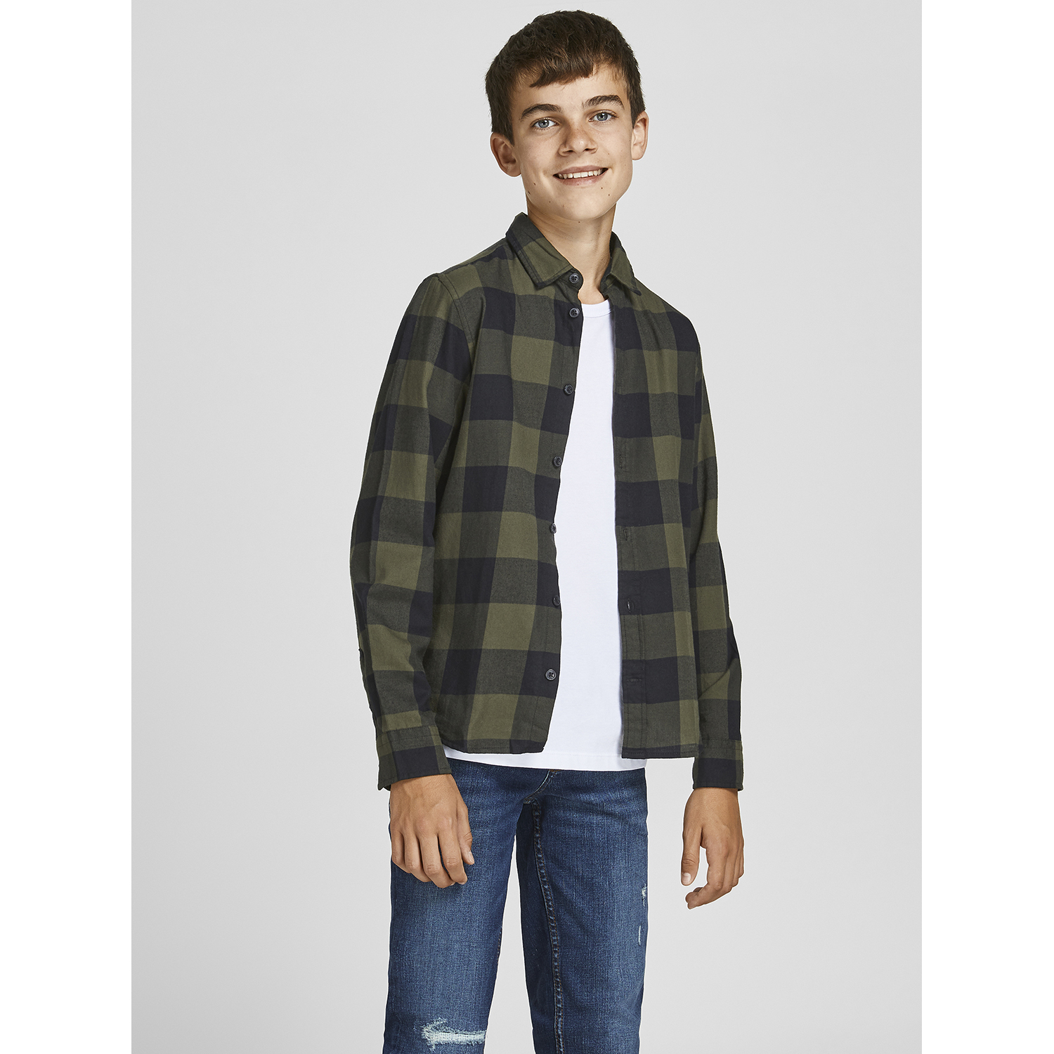 Рубашка JACK AND JONES JUNIOR 12183050/Dusty Olive - фото 3