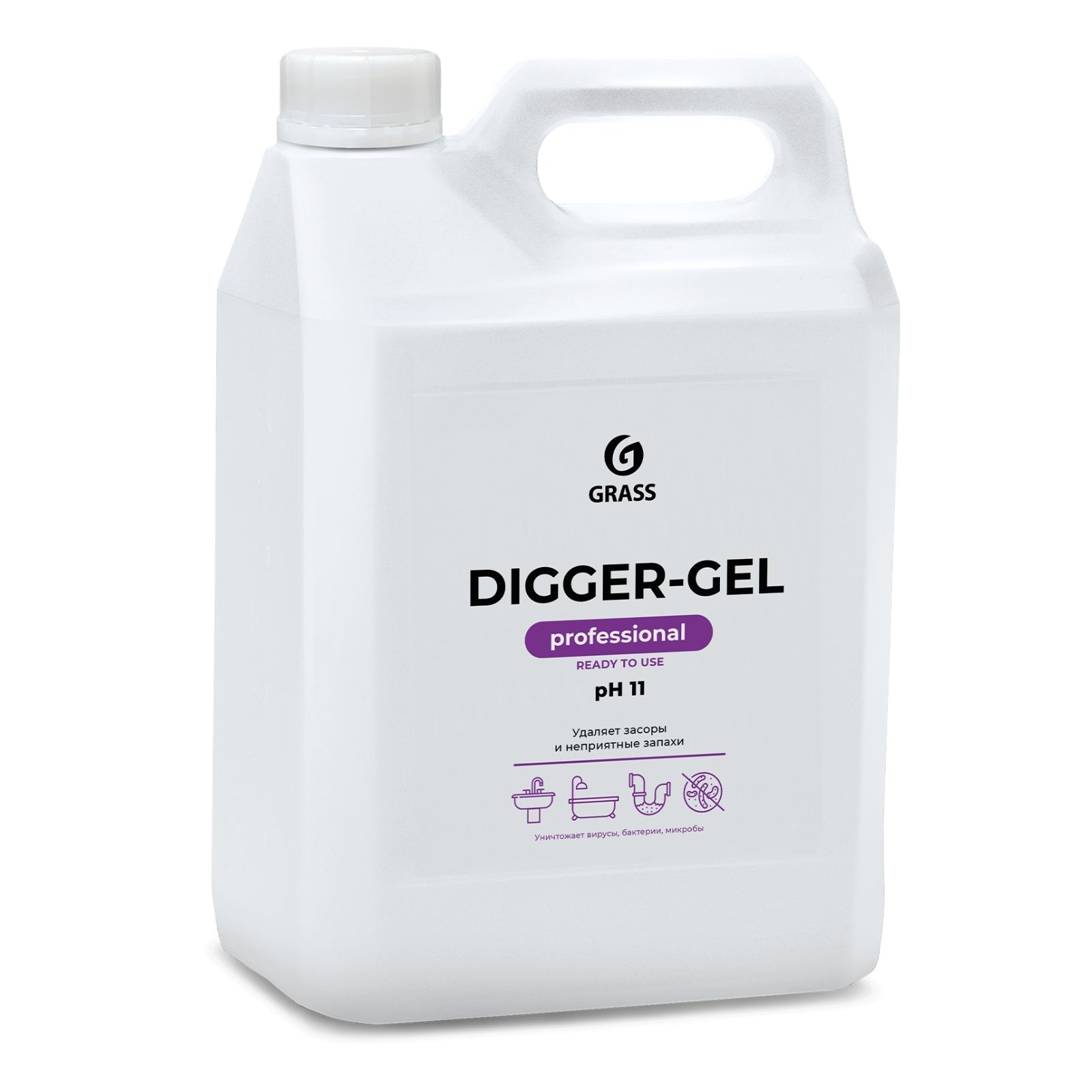 Щелочное средство GraSS Digger-gel для прочистки канализационных труб 5.3 кг - фото 1