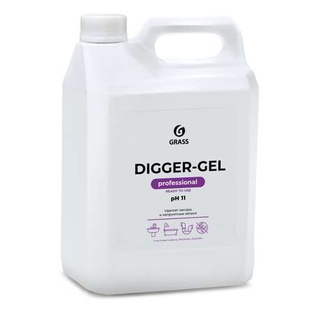 Щелочное средство GraSS Digger-gel для прочистки канализационных труб 5.3 кг
