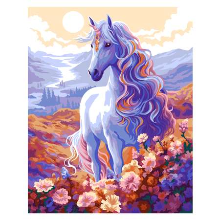 Картина по номерам Art sensation холст на подрамнике 40х50 см Единорог в цветах