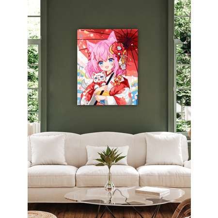 Картина по номерам Art sensation холст на подрамнике 40х50 см Девушка и котик анимэ