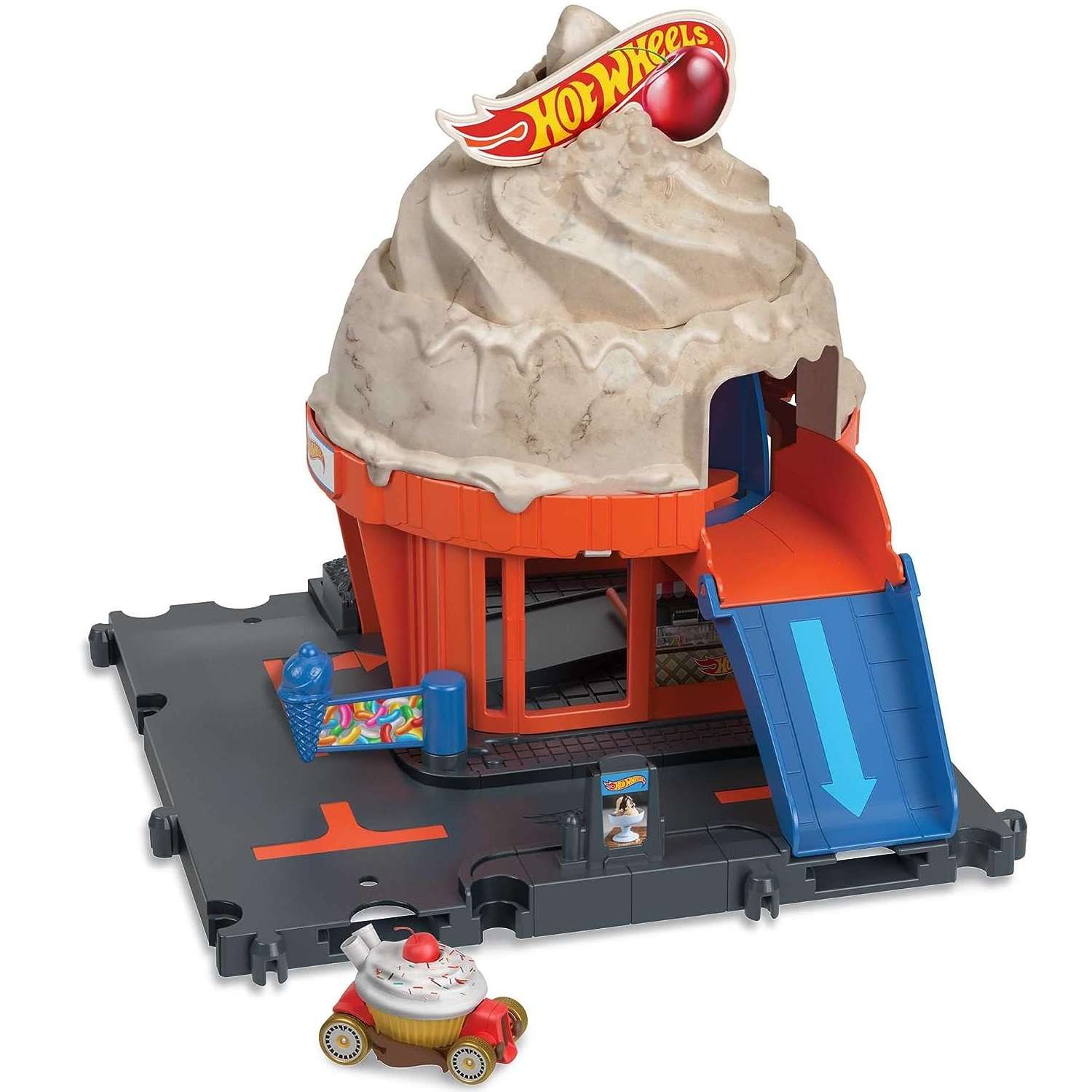 Трек Hot Wheels City Downtown Ice Cream Swirl HKX38 HDR24 - фото 1