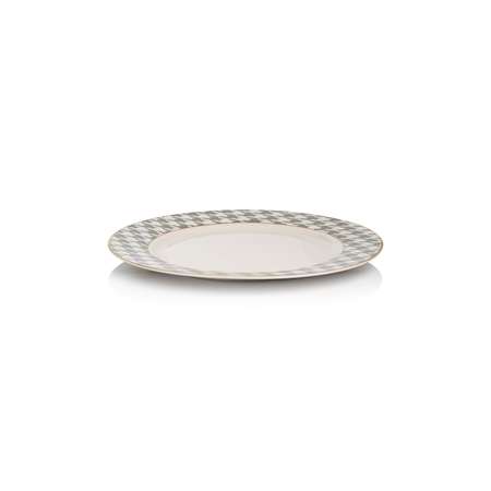 Тарелка DeNASTIA сервировочная обеденная «Пье-де-пуль» 26.7 см фарфор белый/мятный CE00466