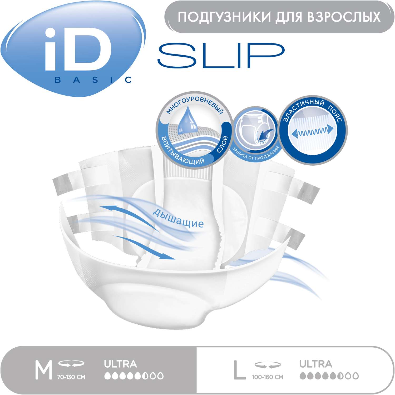 Подгузники для взрослых iD Slip basic M 10 шт - фото 3