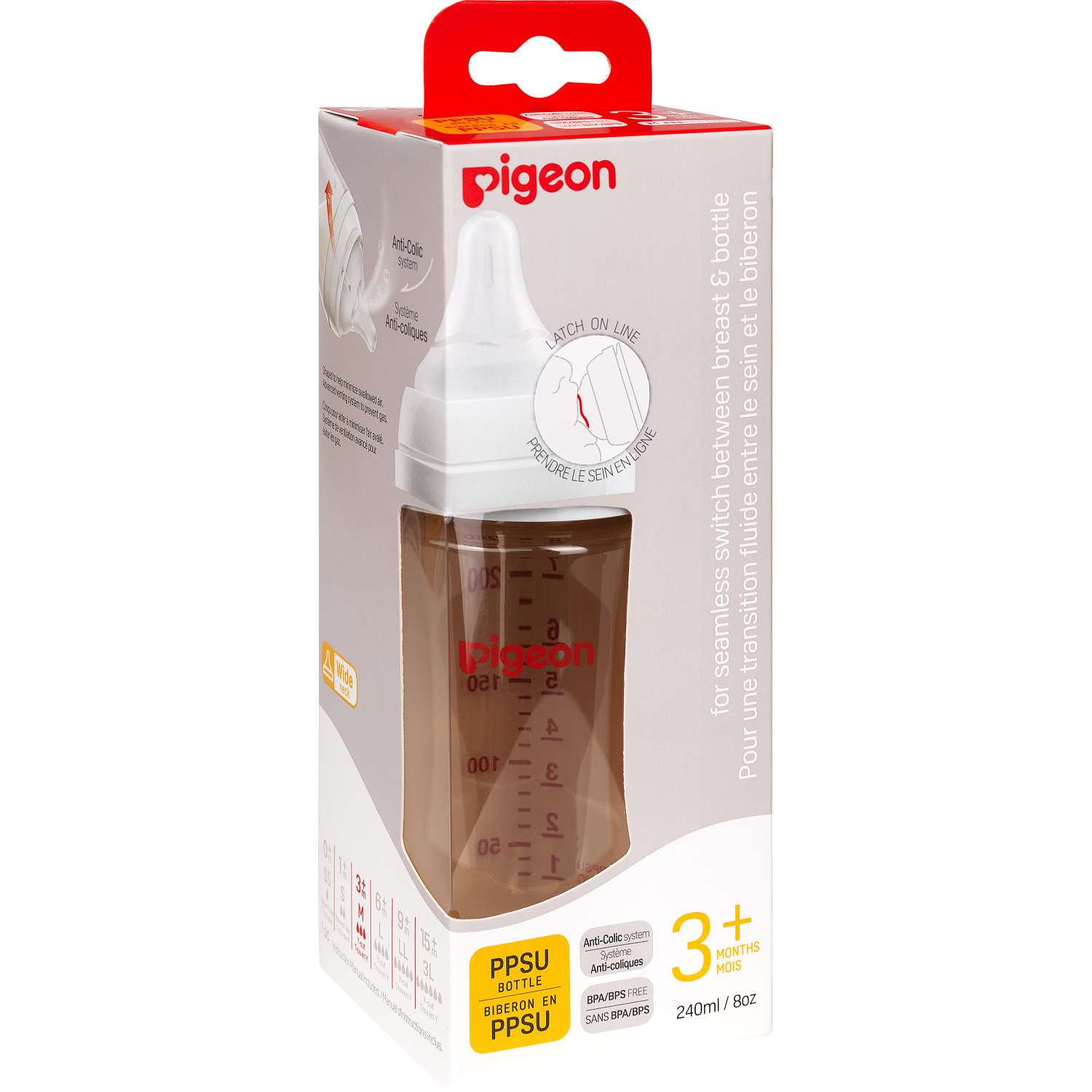 Бутылочка Pigeon для кормления из премиального пластика 240мл PPSU 80278 - фото 1