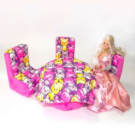 Набор мебели для кукол Belon familia Принт хор котят фиолетовый стол и 3 стула