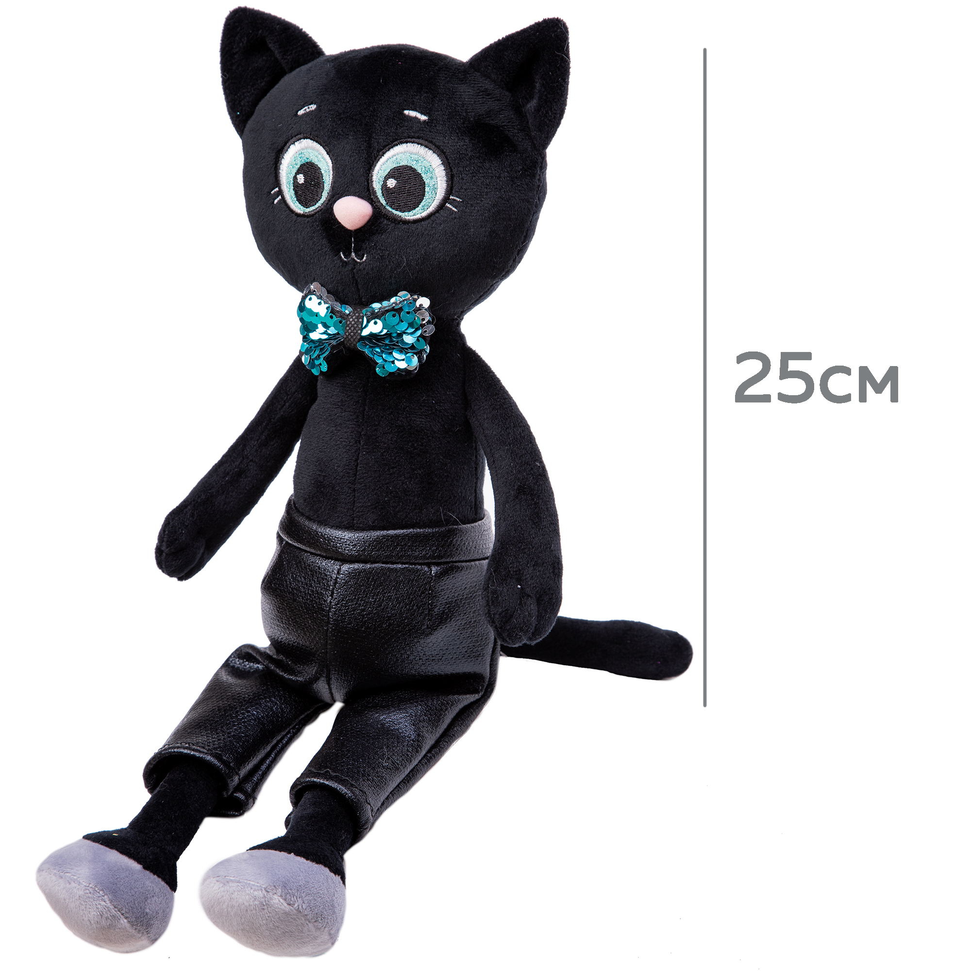 Символ года 2023 KULT of toys плюшевый кот Блэк в кожаных штанишках 25 см - фото 6