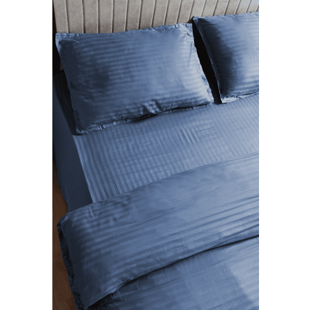 Комплект постельного белья LELIT 2-х спальный 100% страйп-сатин 145гр/м2 серо-голубой
