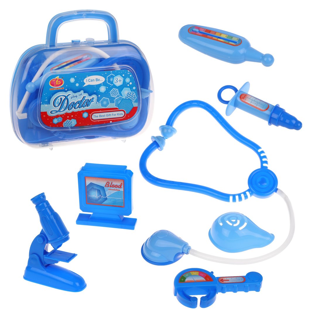 Игровой набор Доктор Наша Игрушка развивающий для детей 8 предметов голубой - фото 1