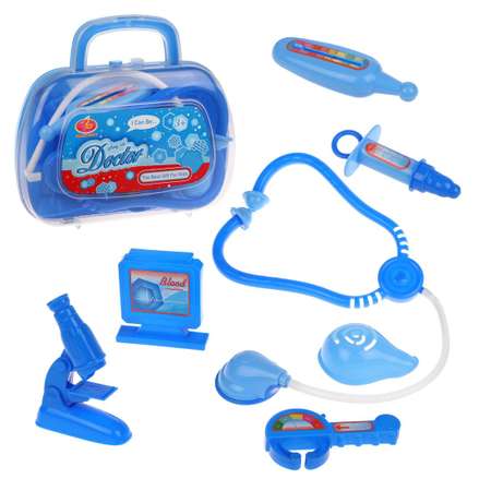 Игровой набор Доктор Наша Игрушка развивающий для детей 8 предметов голубой