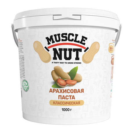 Арахисовая паста Muscle Nut классическая без сахара натуральная высокобелковая 1000 г