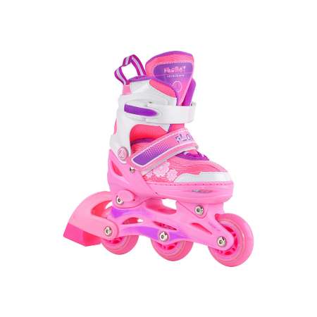 Набор роликовые коньки Alpha Caprice раздвижные Floret White Pink Violet и защита в сумке размер XS 27-30