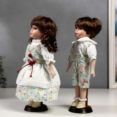 Кукла коллекционная Зимнее волшебство парочка набор 2 шт «Стася и Егор в нарядах в цветочек» 30 см