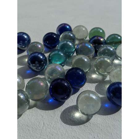 Стеклянные шарики Riota камешки марблс/грунт стеклянный прозрачный голубой синий 16 мм 30 шт