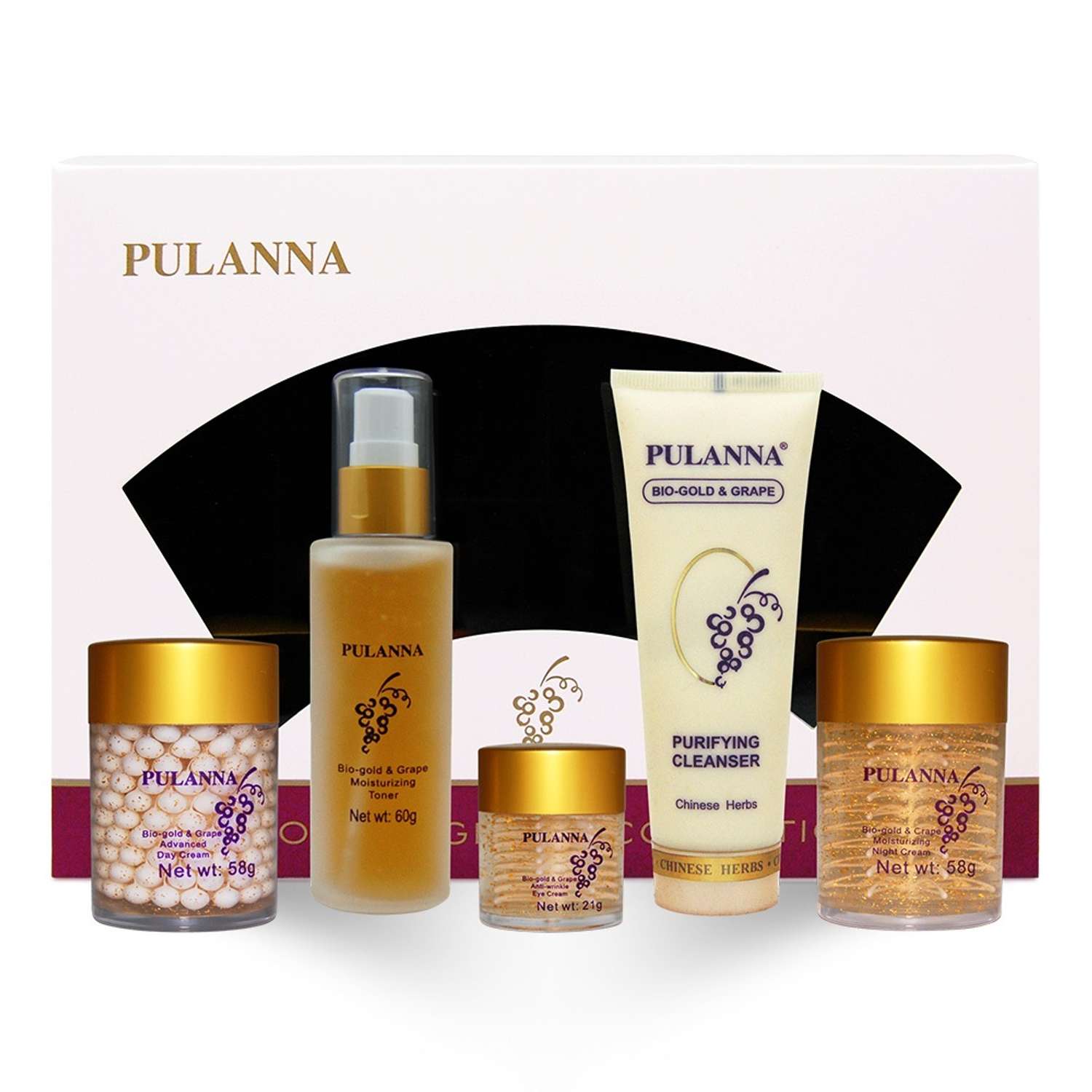 Подарочный набор для лица PULANNA Био-Золото и Виноград 5 пр. - Bio-Gold and Grape Cosmetics Set - фото 1