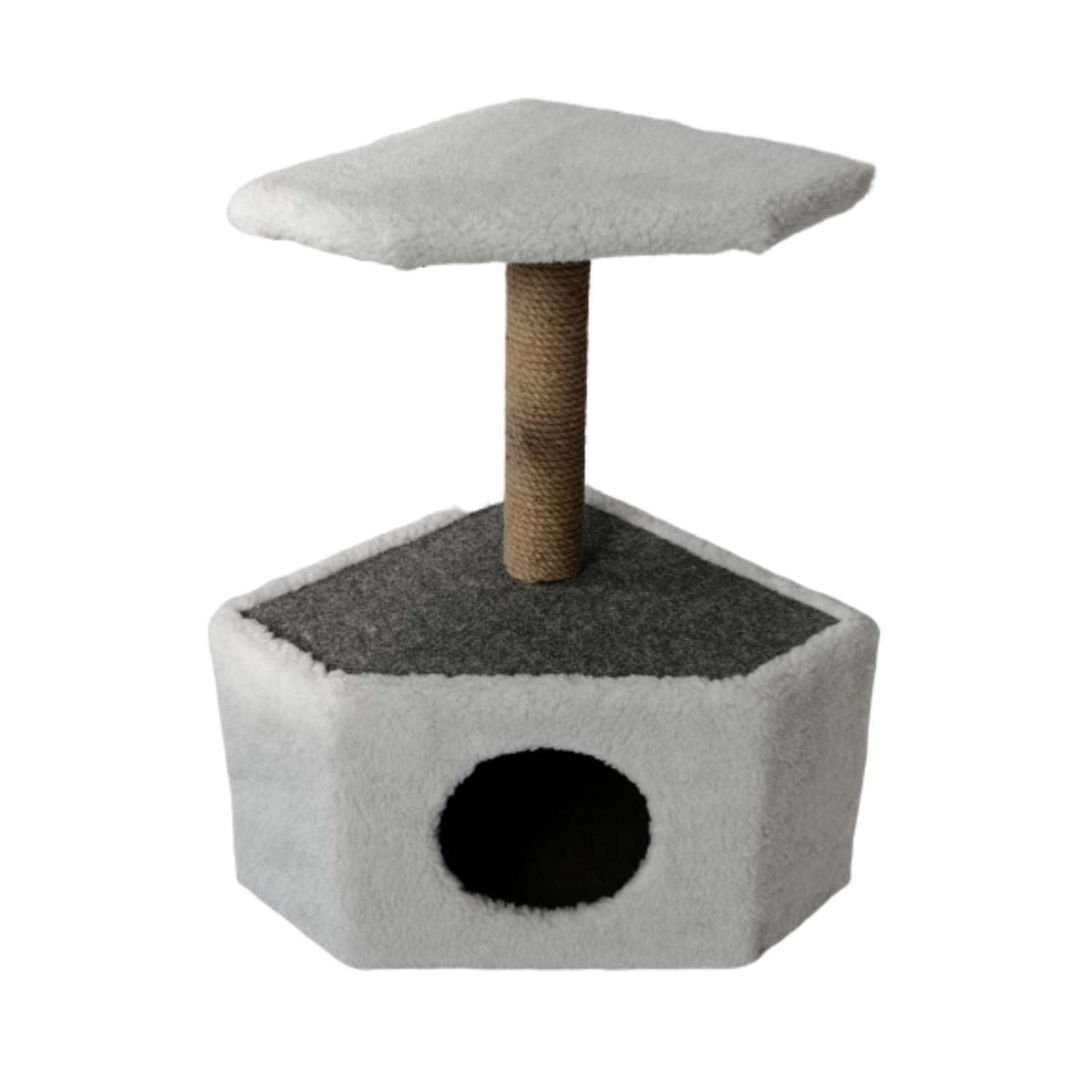 Домик для кошек Sima-Land угловой светло-серый - фото 1