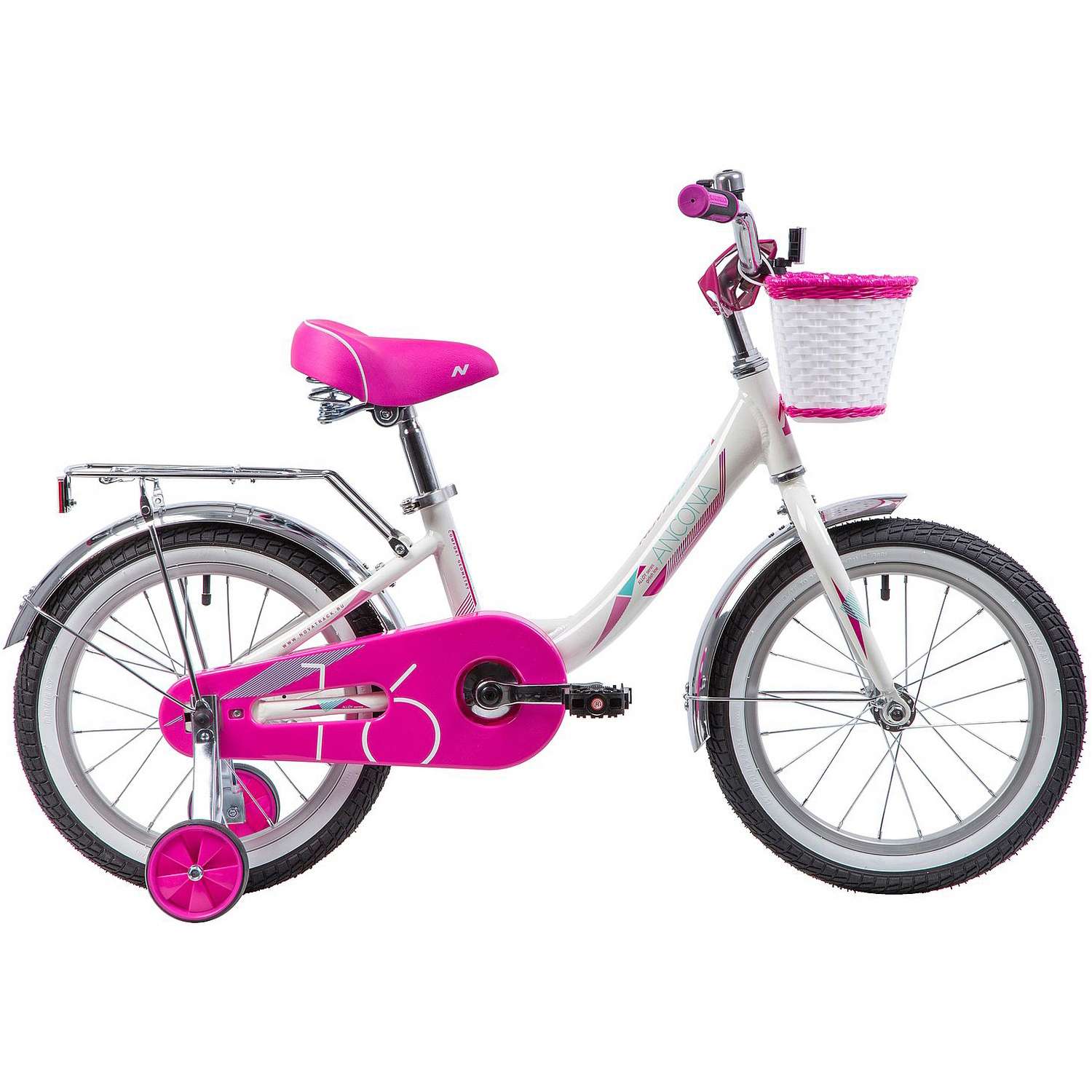 Велосипед детский NOVATRACK Ancona 16 белый с розовым - фото 2