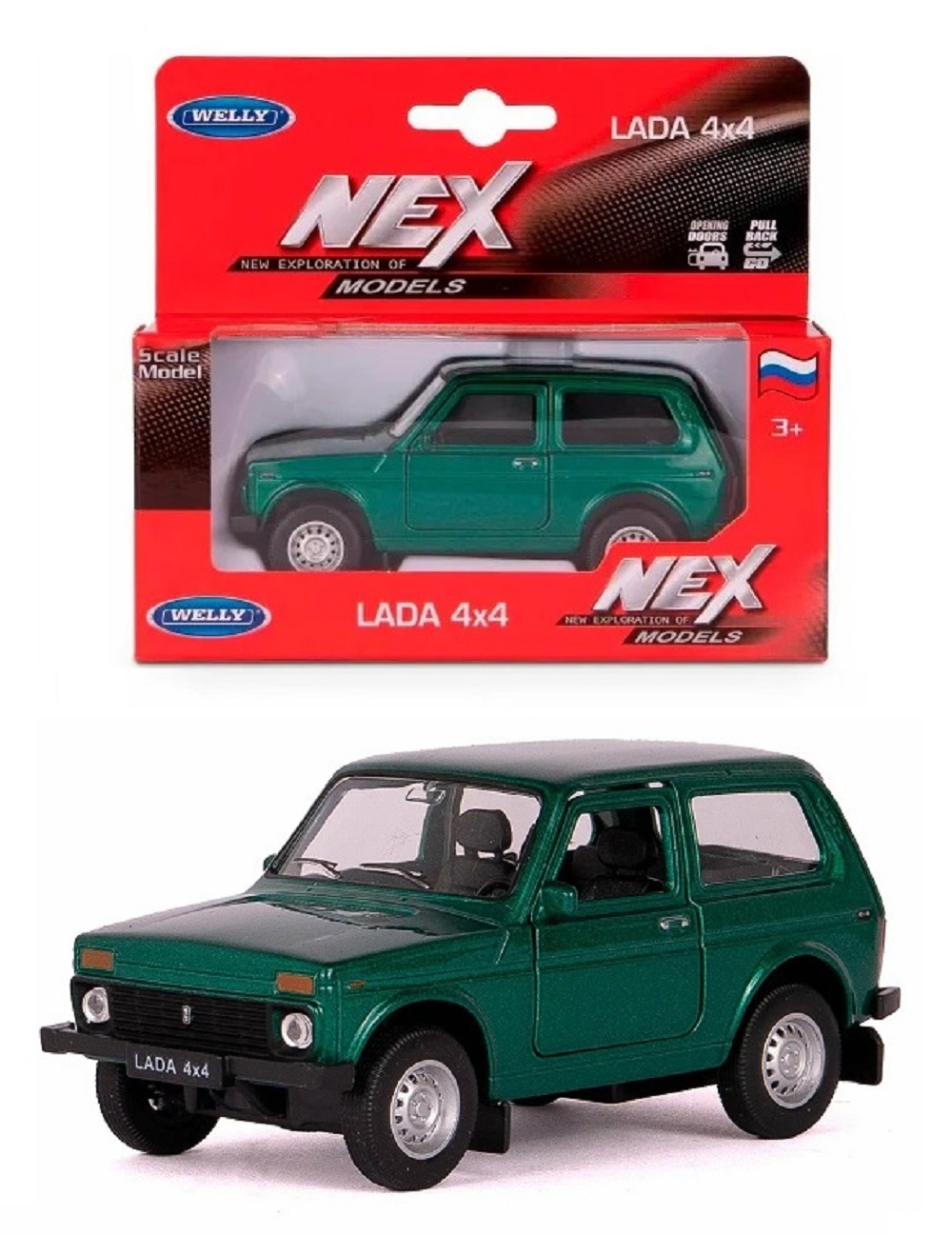 Автомобиль Welly LADA LADA Niva 1:38 зеленый 42386W-G - фото 1