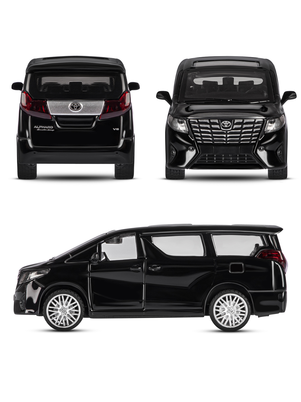 Автомобиль АВТОпанорама Toyota Alphard 1:43 черный JB1251594 - фото 4