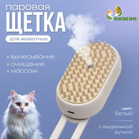 Паровая щетка-расческа для животных Пижон с USB-зарядкой и выдвижной ручкой