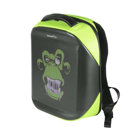 Рюкзак с экраном SMARTIX LED 4S PLUS зеленый в комплекте Power Bank