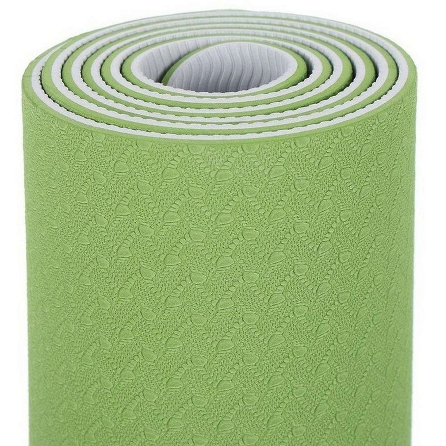 Коврик для йоги STRONG BODY двухсторонний серо-зеленый 183см х 61см х 0.6см - фото 4