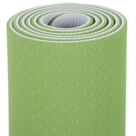 Коврик для йоги STRONG BODY двухсторонний серо-зеленый 183см х 61см х 0.6см