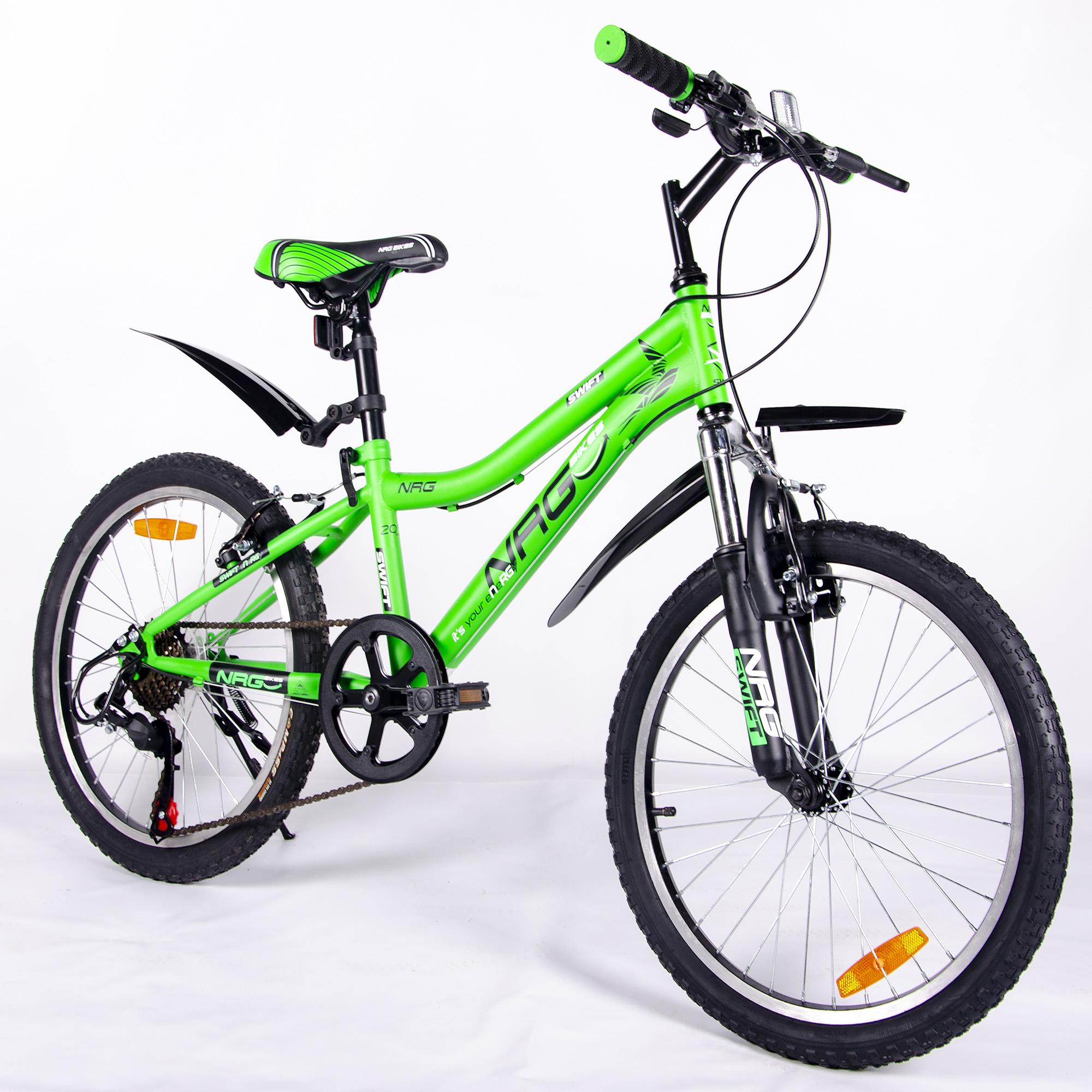 Велосипед NRG BIKES SWIFT 20 green-black-white - фото 1