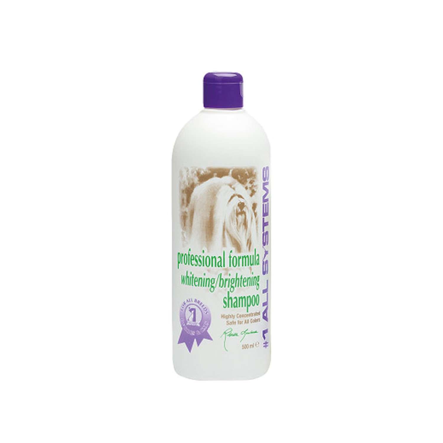 Шампунь для собак и кошек 1 All Systems Whitening Shampoo отбеливающий для яркости окраса 500мл - фото 1