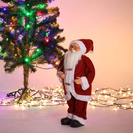 Фигура декоративная BABY STYLE Дед Мороз красный костюм с деревянными пуговицами 60 см