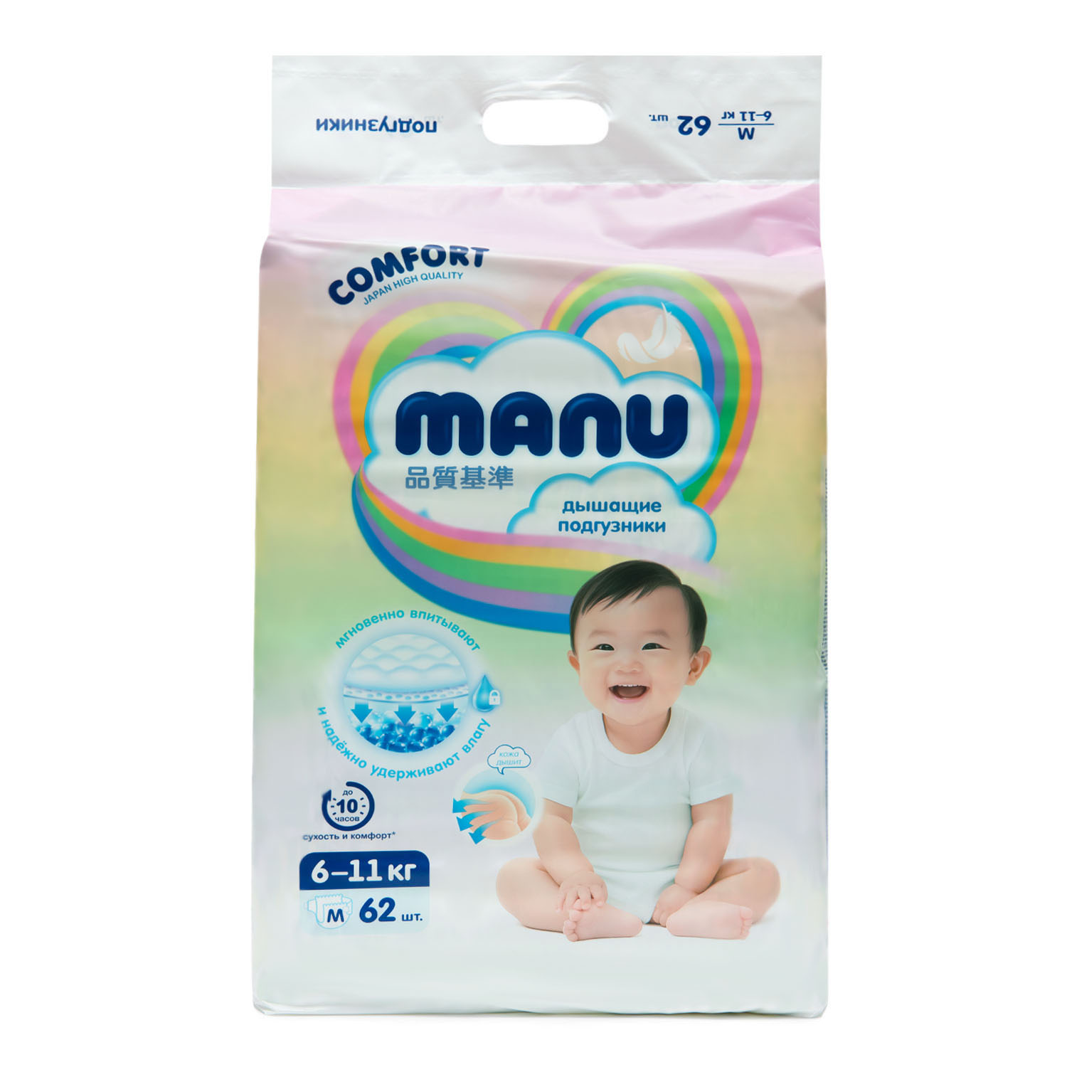 Подгузники MANU Comfort 62 шт. M 6-11 кг - фото 11