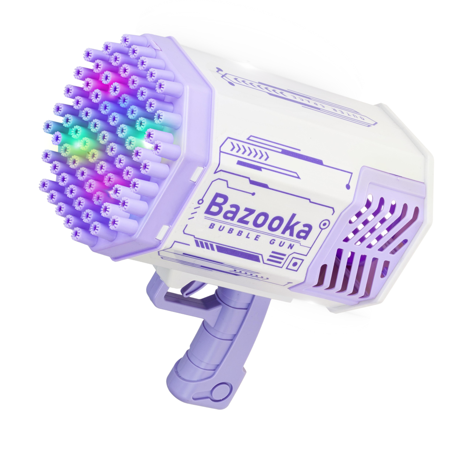 Генератор мыльных пузырей Solmax пистолет 5000 пузырей в минуту со световыми эффектами для детей фиолетовый - фото 7