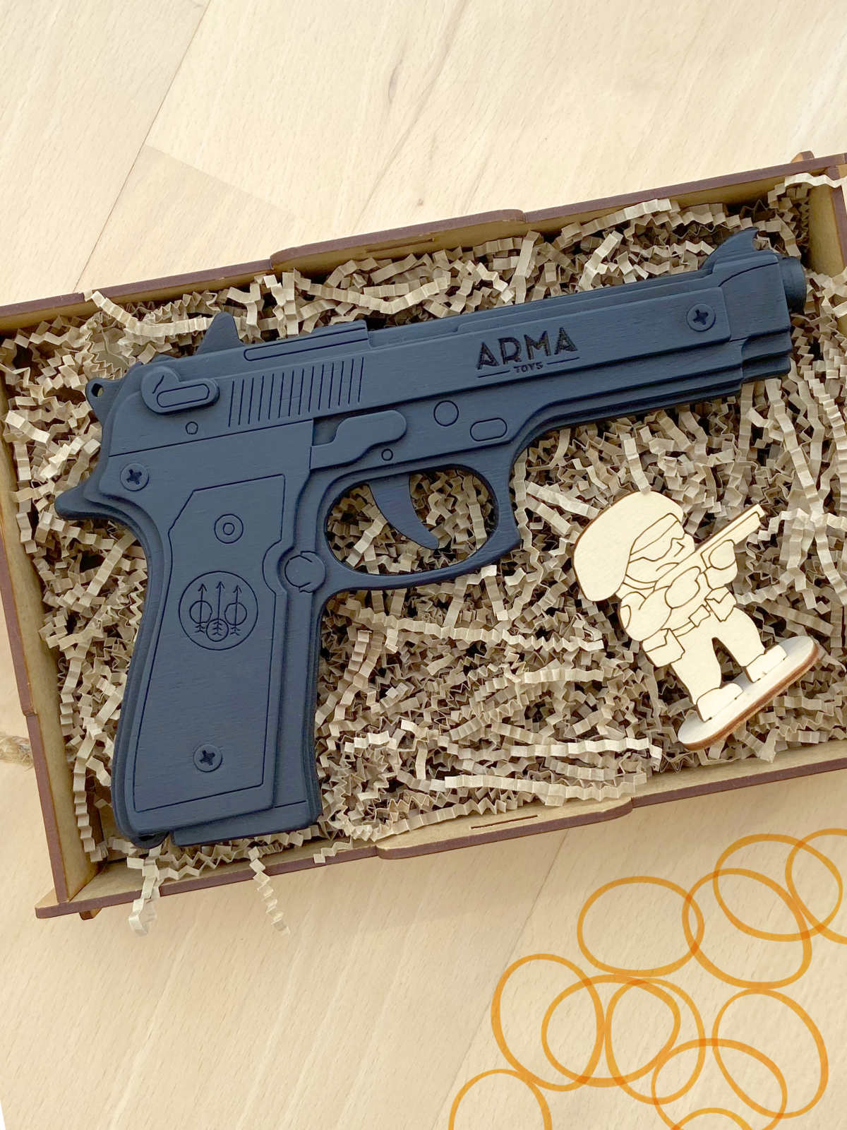 Резинкострел Arma.toys Деревянный игрушечный пистолет Беретта - фото 4