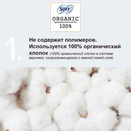 Гигиенические прокладки Unicharm Sofy Hadaomoi Organic cotton с крылышками 23 см 15 шт