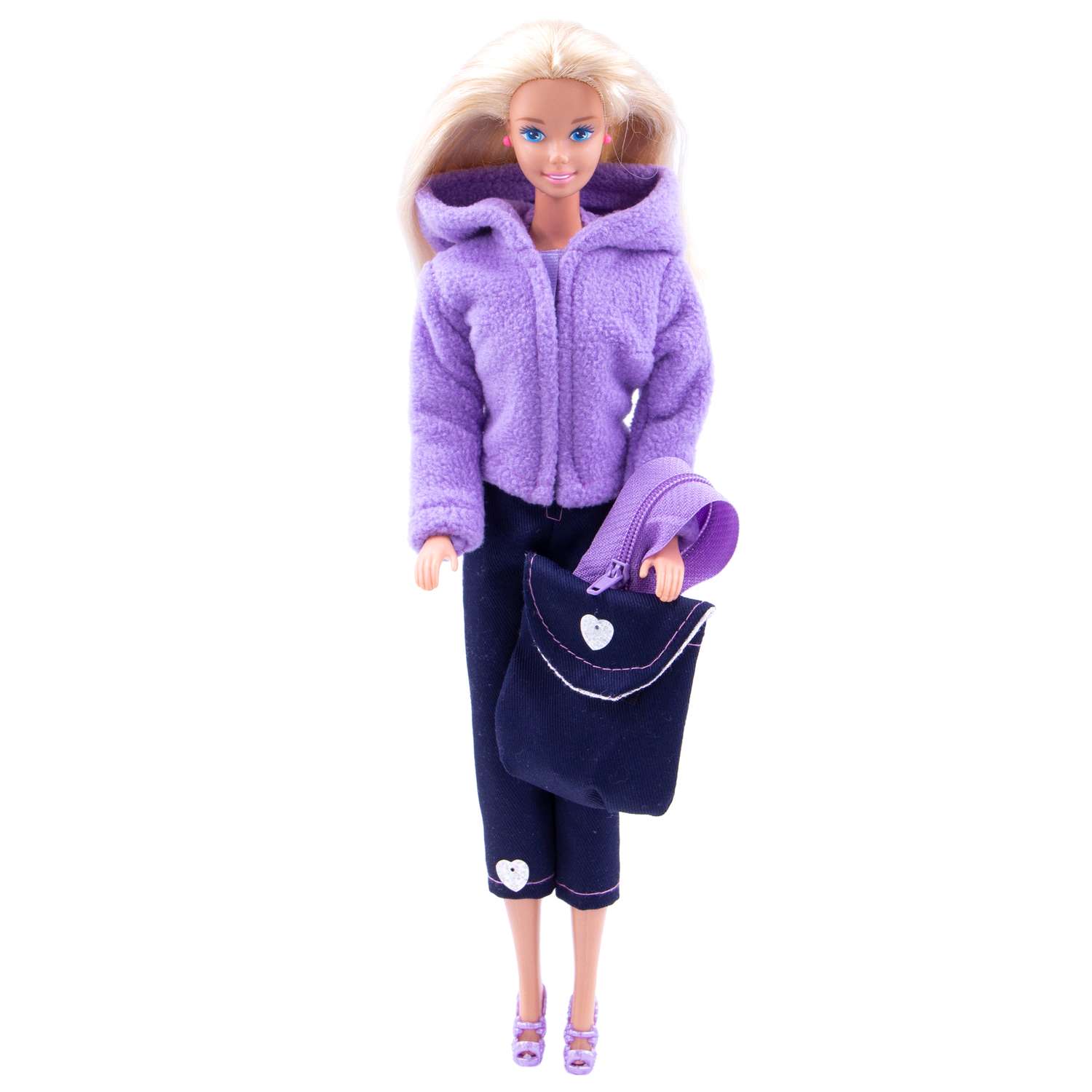 Набор одежды Модница для куклы 29 см: куртка штаны и рюкзак 9999сиреневый&amp;синий - фото 5