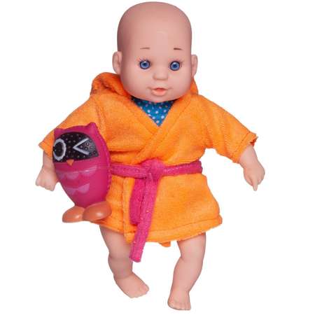 Кукла-пупс ABTOYS Baby Ardana 23см в банном халате и игрушкой Совенок