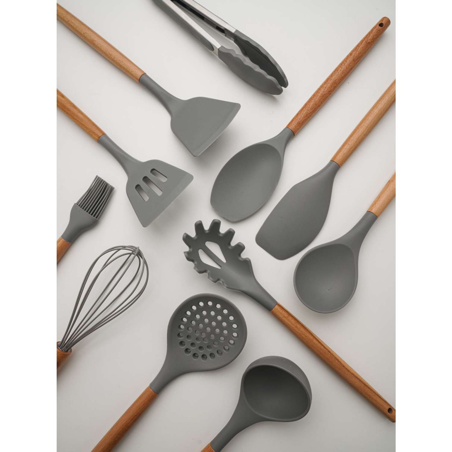 Набор кухонных принадлежностей HILZZ 12 предметов светло-серый - фото 6