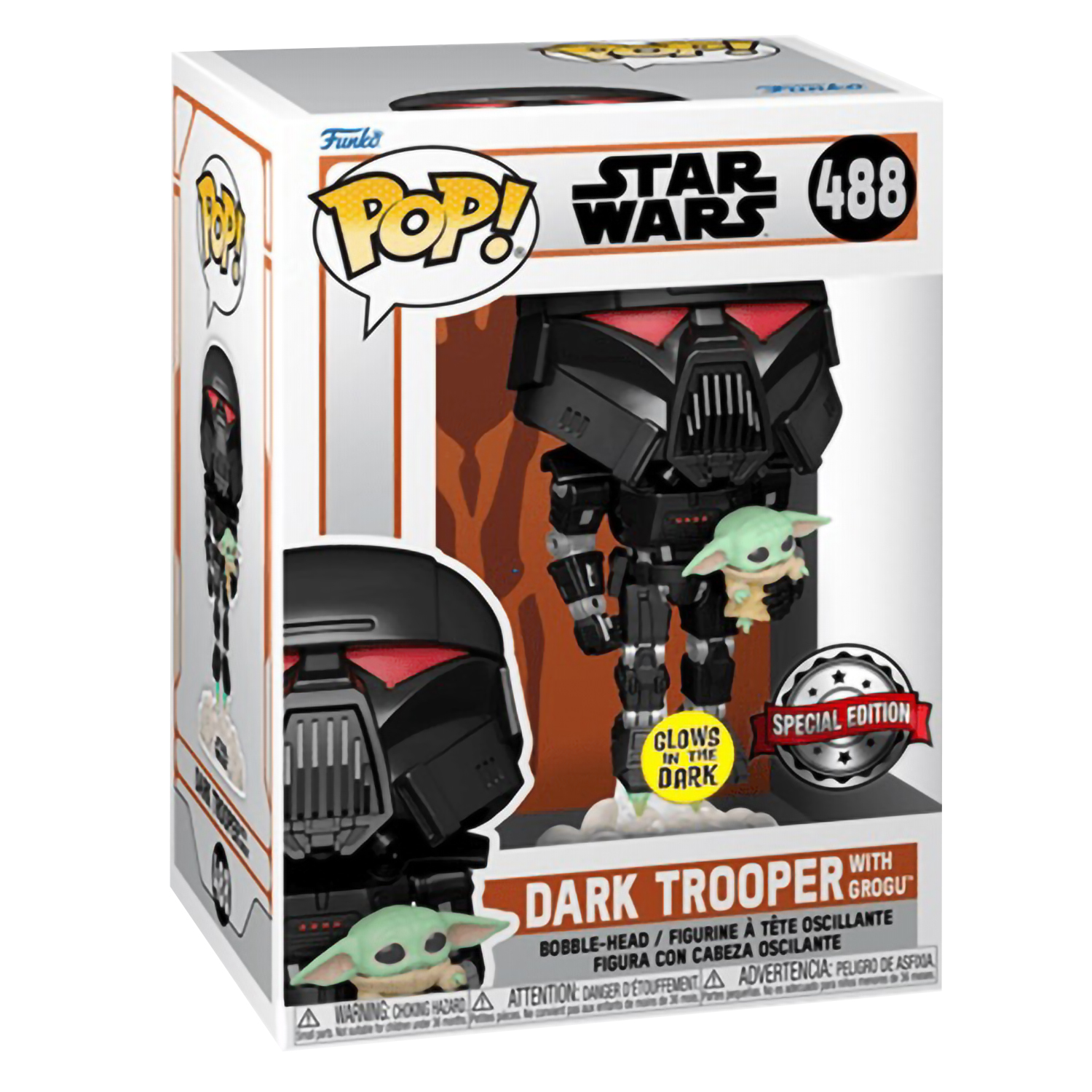 Фигурка Funko POP! Bobble Star Wars Mandalorian Dark Trooper V Child Exc 58286 - фото 2