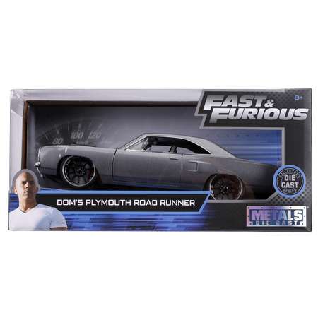 Машина Jada Fast and Furious 1:24 Plymouth Road Runner 1970 Серая 30745