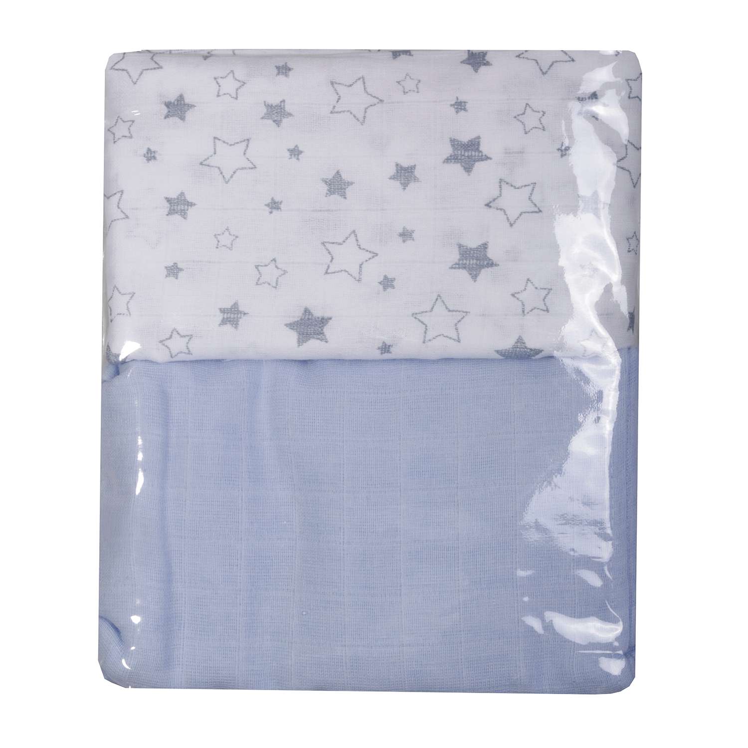 Комплект пеленок BabyEdel Звезды 2шт Серый-Голубой 1238 - фото 2