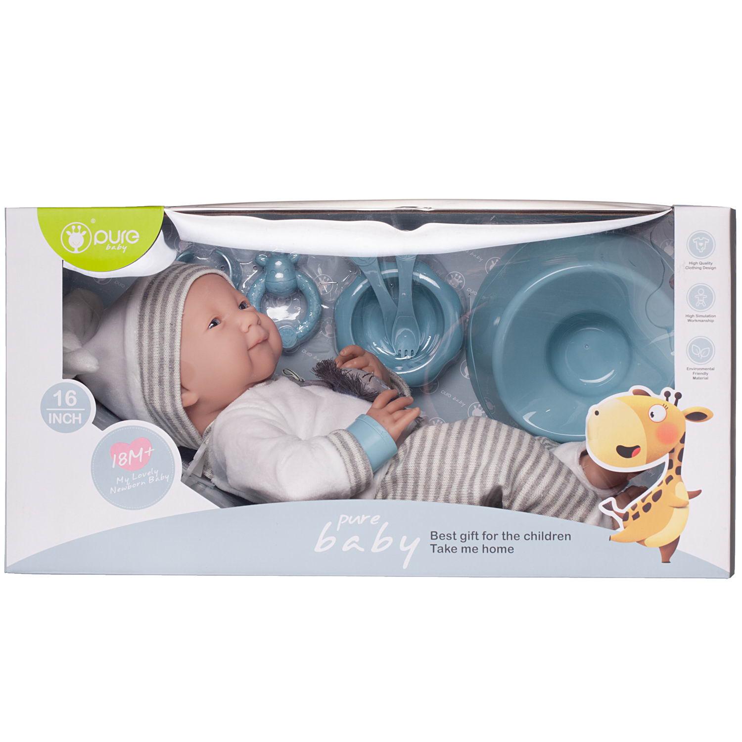 Кукла-пупс Junfa Pure Baby в белой кофточке с принтом 40см WJ-22522 - фото 1