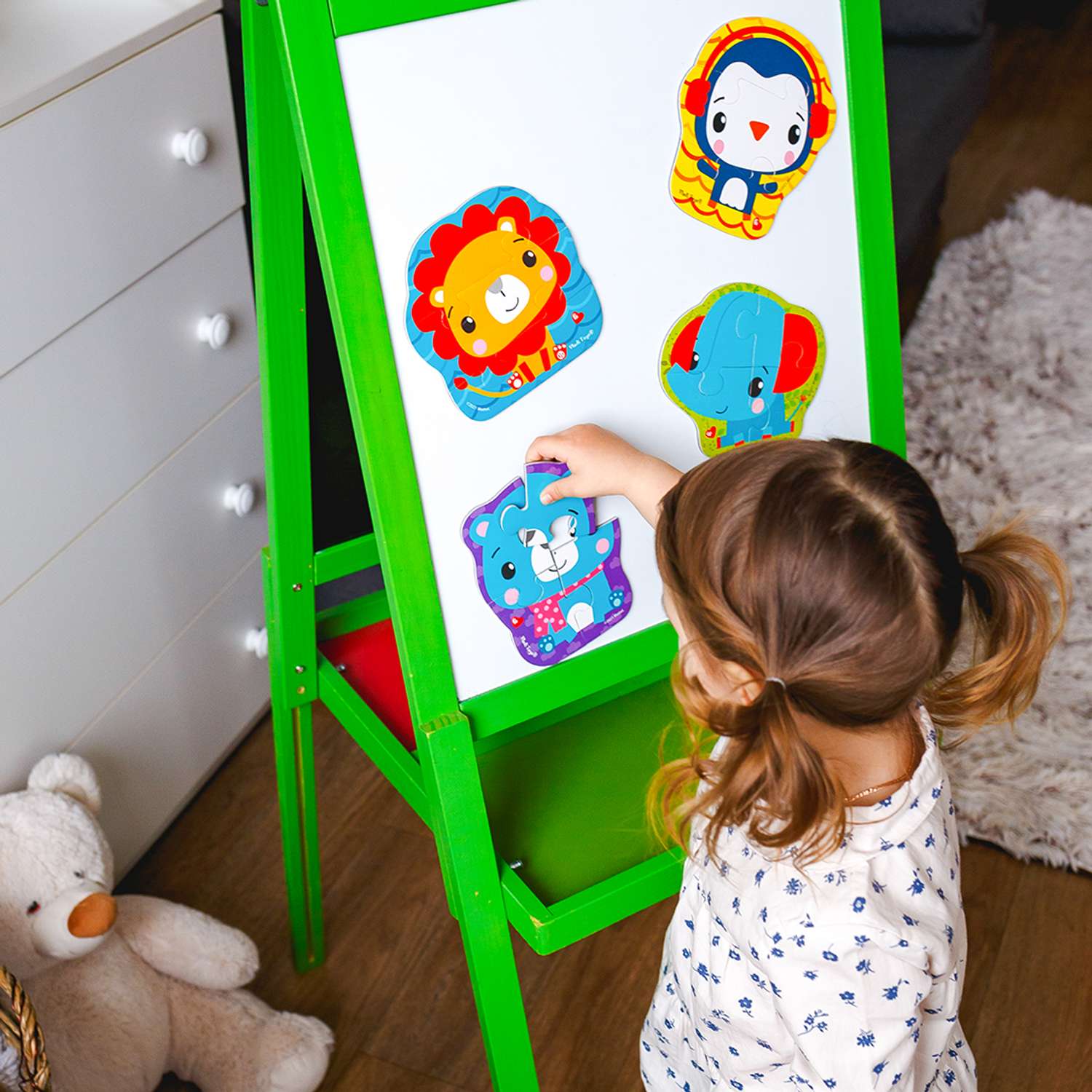 Набор пазлов Vladi Toys мягкие магнитные Baby puzzle Fisher-Price Мишка и пингвин 2 картинки 7 элементов - фото 2