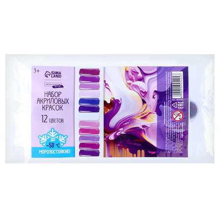 Набор акриловых красок Школа Талантов «‎Фиолетовый бум»‎ 12 цветов