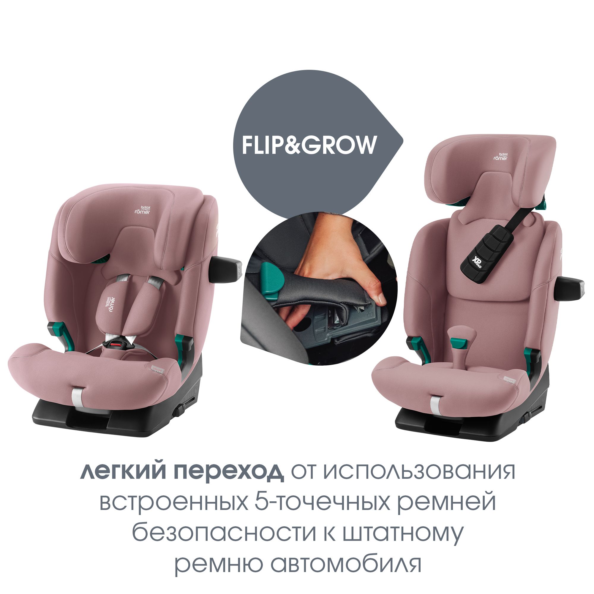 Детское автокресло Britax Roemer Advansafix Pro Dusty Rose с 15 месяцев до 12 лет рост 76 - 150 см - фото 11