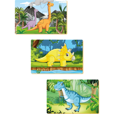Пазл ЧИБИ Динозавры 3 персонажа по 4 элемента