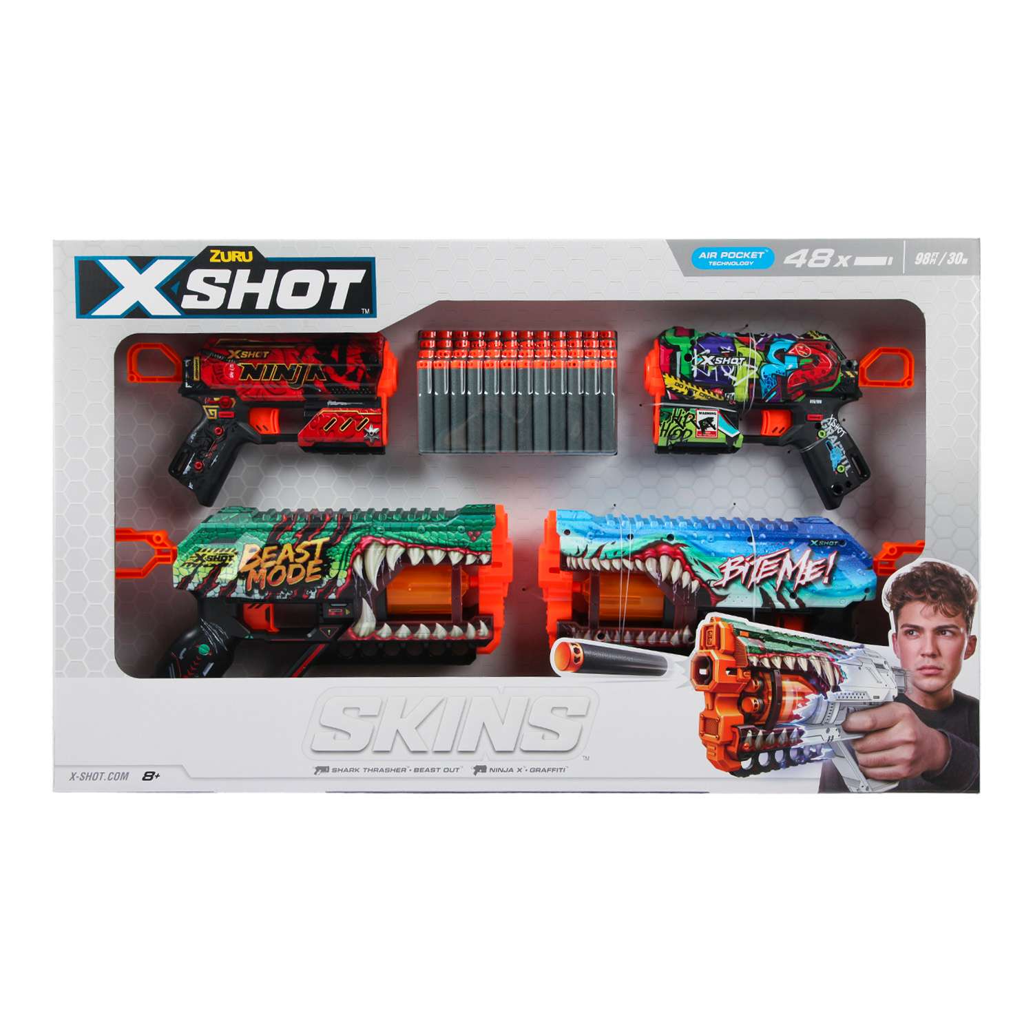 Набор игровой X-Shot Скинс Бластеры 4шт - фото 3